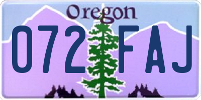 OR license plate 072FAJ