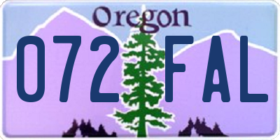 OR license plate 072FAL