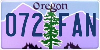 OR license plate 072FAN