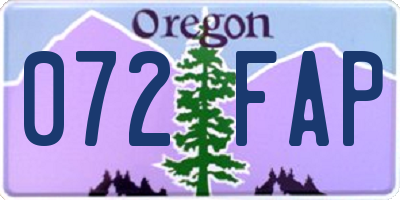 OR license plate 072FAP