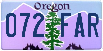 OR license plate 072FAR