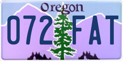 OR license plate 072FAT