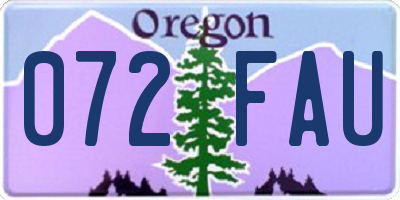 OR license plate 072FAU