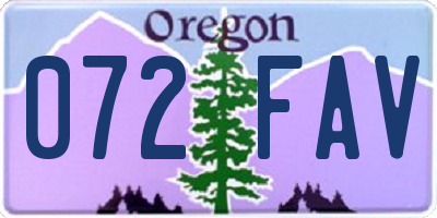 OR license plate 072FAV