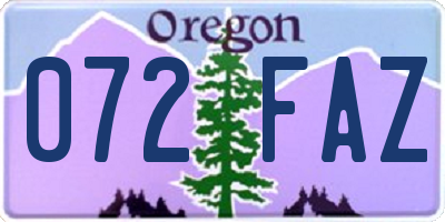 OR license plate 072FAZ