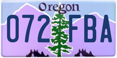 OR license plate 072FBA