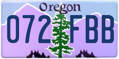 OR license plate 072FBB