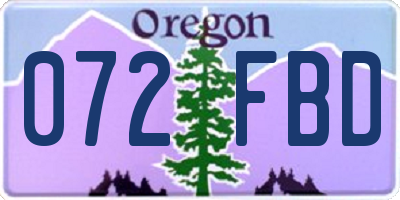 OR license plate 072FBD
