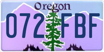 OR license plate 072FBF