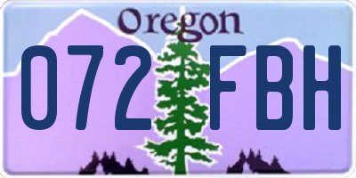 OR license plate 072FBH