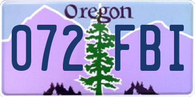 OR license plate 072FBI