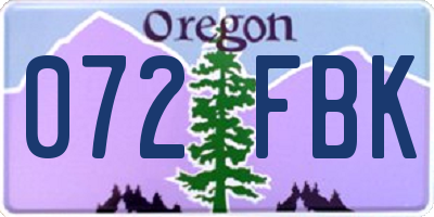 OR license plate 072FBK