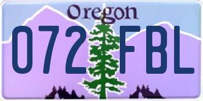 OR license plate 072FBL