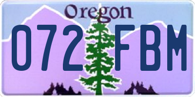 OR license plate 072FBM