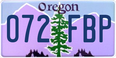 OR license plate 072FBP