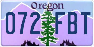 OR license plate 072FBT