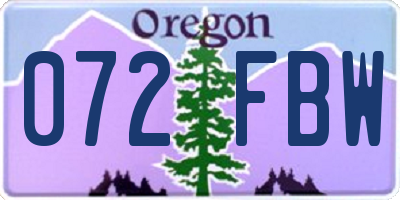 OR license plate 072FBW