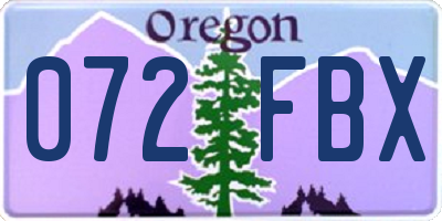 OR license plate 072FBX
