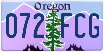 OR license plate 072FCG