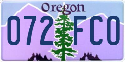 OR license plate 072FCO