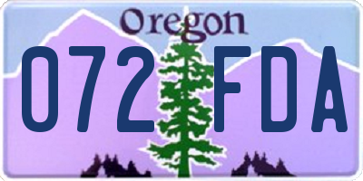 OR license plate 072FDA
