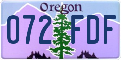 OR license plate 072FDF
