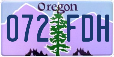 OR license plate 072FDH
