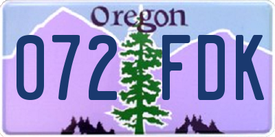 OR license plate 072FDK