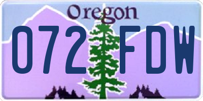 OR license plate 072FDW