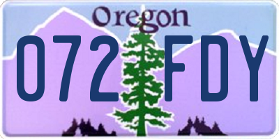 OR license plate 072FDY