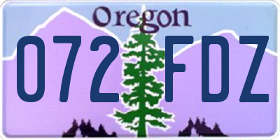 OR license plate 072FDZ