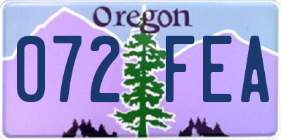 OR license plate 072FEA