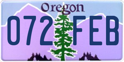 OR license plate 072FEB