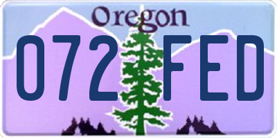 OR license plate 072FED