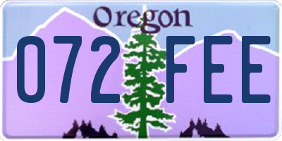 OR license plate 072FEE
