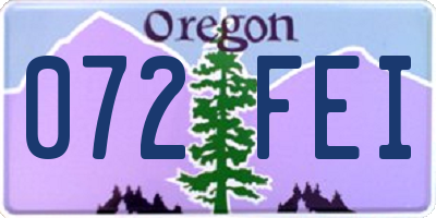OR license plate 072FEI
