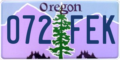 OR license plate 072FEK