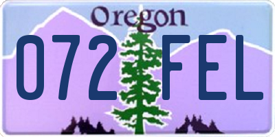 OR license plate 072FEL