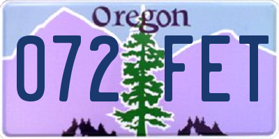 OR license plate 072FET
