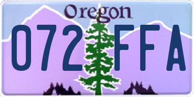 OR license plate 072FFA