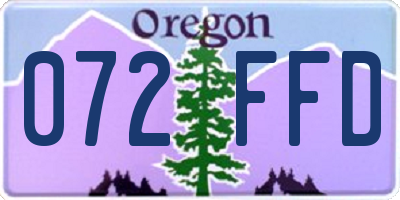 OR license plate 072FFD
