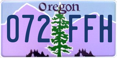 OR license plate 072FFH