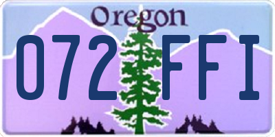 OR license plate 072FFI