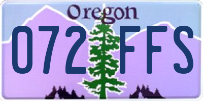 OR license plate 072FFS