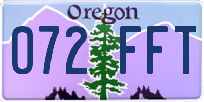 OR license plate 072FFT