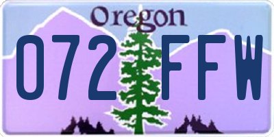 OR license plate 072FFW