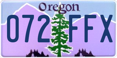 OR license plate 072FFX