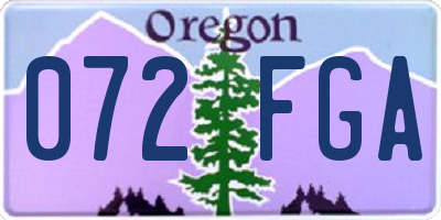 OR license plate 072FGA