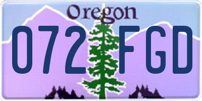 OR license plate 072FGD