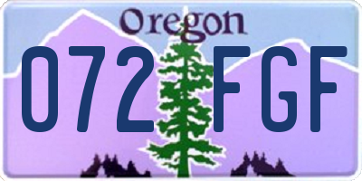 OR license plate 072FGF
